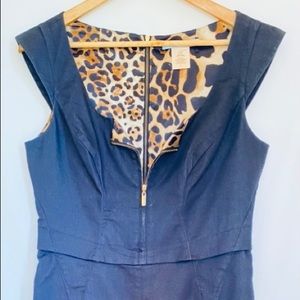 Gently Worn Guess Marciano Reversible Dress Black & Animal Print Front Zíper  10